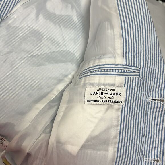 Janie and Jack 100049003 Boy Light Blue Stripe The Seersucker Blazer NWT - Picture 8 of 11